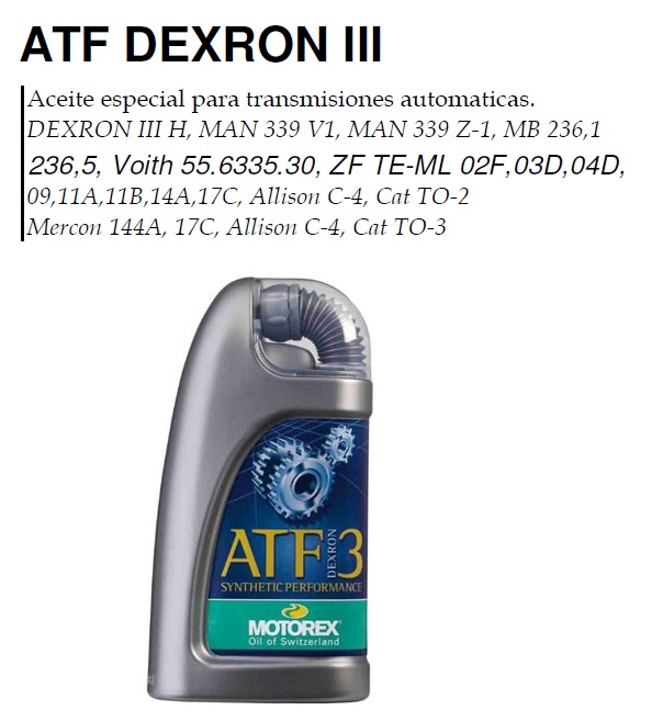 ACEITE MOTOREX ATF DEXRON III 1L.